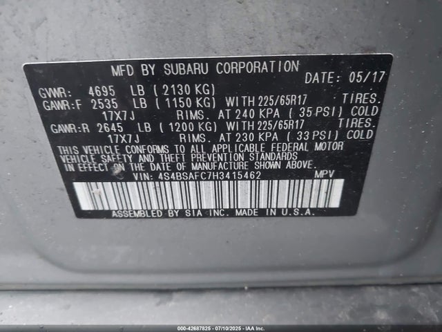 4S4BSAFC7H3415462 Subaru u5