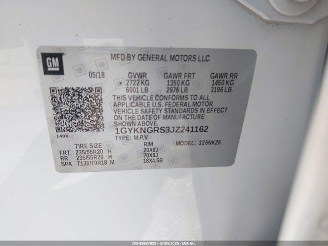 2018 CADILLAC XT5 1GYKNGRS3JZ241162 Photo 8