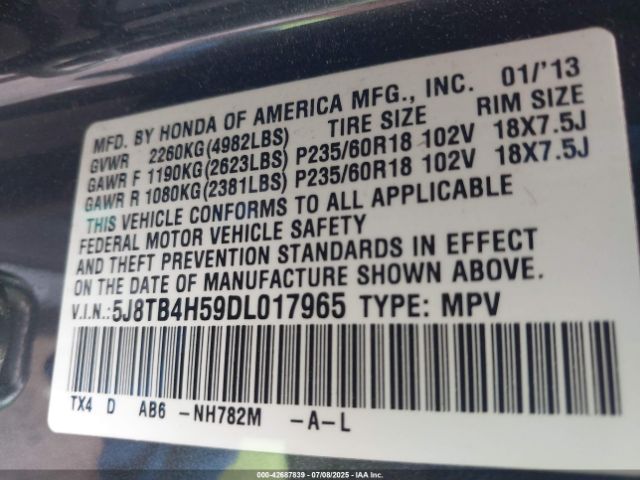 2013 ACURA RDX 5J8TB4H59DL017965 Photo 8