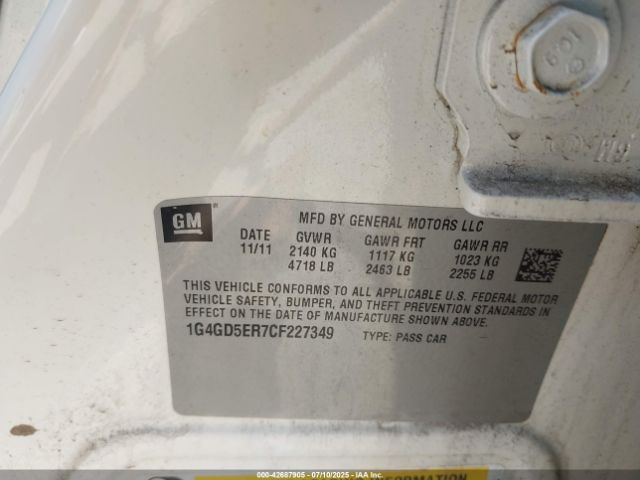 2012 BUICK LACROSSE 1G4GD5ER7CF227349 Photo 8