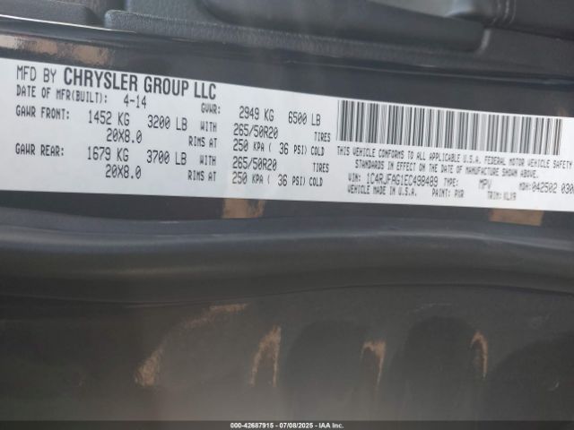 2014 JEEP GRAND CHEROKEE 1C4RJFAG1EC498489 Photo 8