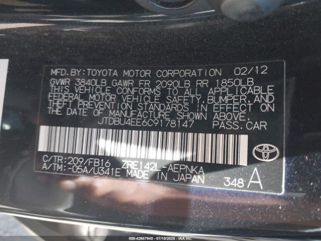 2012 TOYOTA COROLLA JTDBU4EE6C9178147 Photo 8