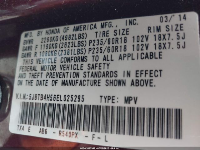 2014 ACURA RDX 5J8TB4H56EL025295 Photo 8
