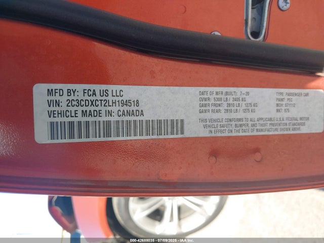 Dodge 2020 2020 2C3CDXCT2LH194518 Image 8