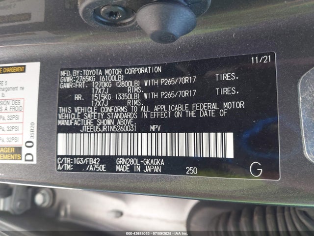 2022 TOYOTA 4RUNNER JTEEU5JR1N5260031 Photo 8