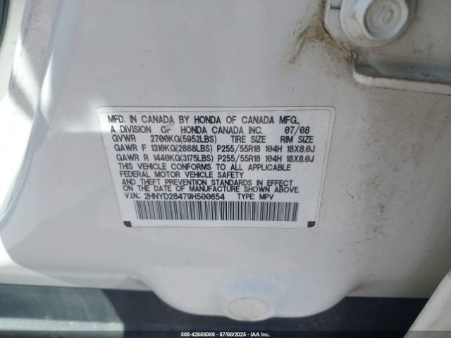 2009 ACURA MDX 2HNYD28479H500654 Photo 8