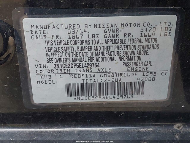 Nissan VERSA NOTE 2014 3N1CE2CP5EL429764 Image 9