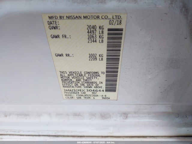1N4AZ1CP8JC304644 Nissan LEAF S