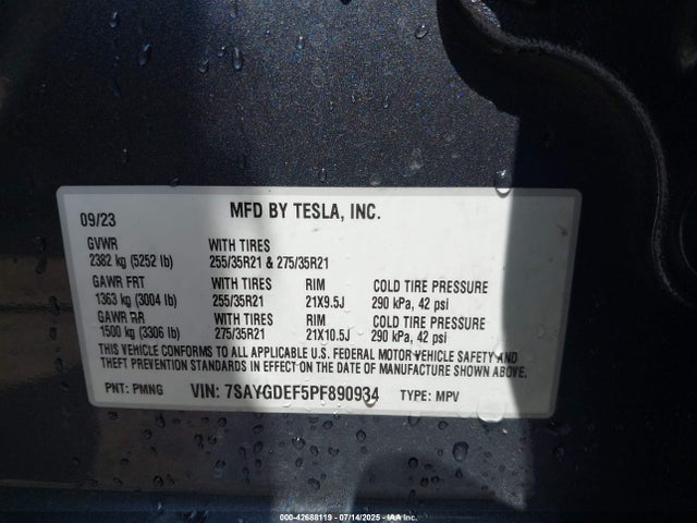 2023 TESLA MODEL Y 7SAYGDEF5PF890934 Photo 8