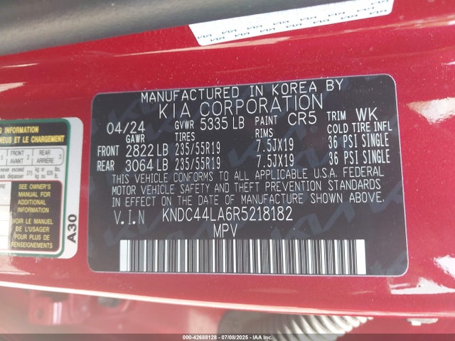 KNDC44LA6R5218182 KIA EV6