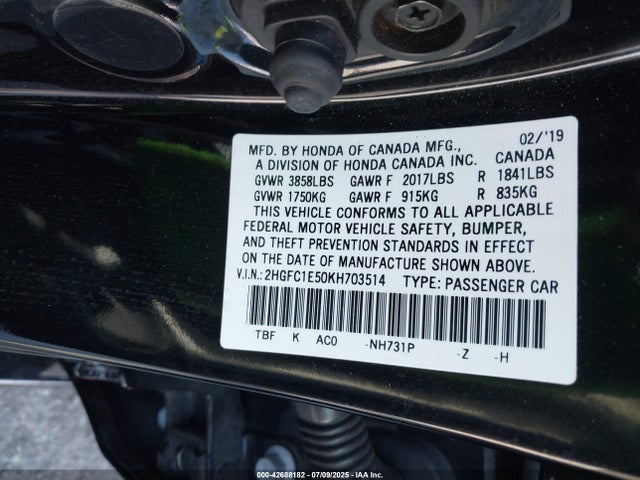 2HGFC1E50KH703514 Honda l15b7