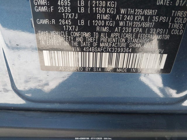 Subaru na u5 2019 4S4BSAFC7K3299364 Image 9
