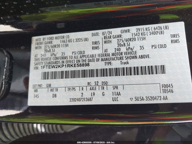 Ford 2.7l-4v 2024 1FTEW2KP1RKE58898 Image 9