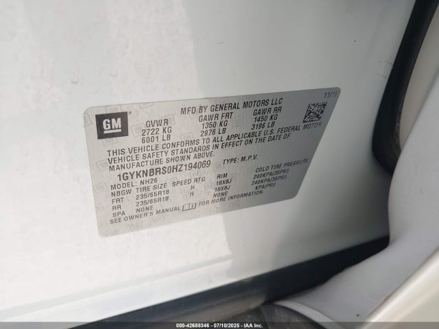 2017 CADILLAC XT5 1GYKNBRS0HZ194069 Photo 8