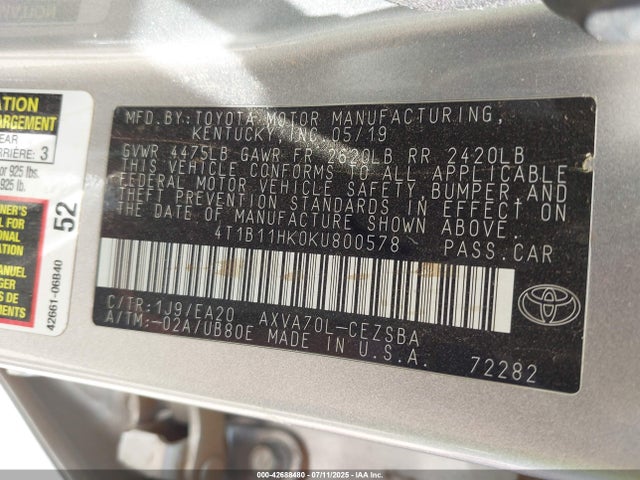 4T1B11HK0KU800578 Toyota a25a-fks