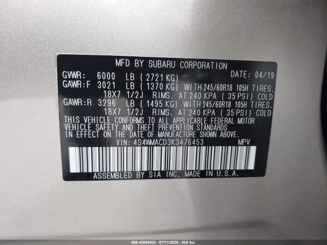 Subaru 2019 2019 4S4WMACD3K3476453 Image 9