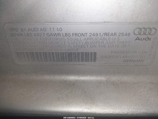 2011 AUDI A4 WAUFFAFL8BN032701 Photo 8