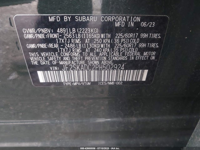 Subaru na u5 2023 JF2SKADC2PH502924 Image 9