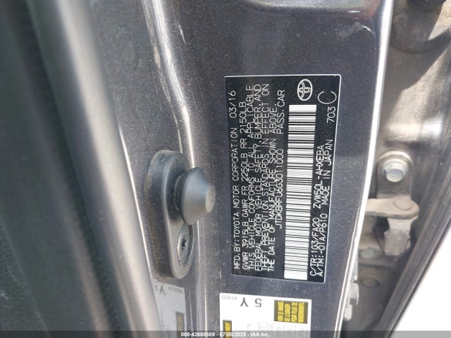 JTDKBRFU6G3011000 Toyota 2zr-fxe,1nm