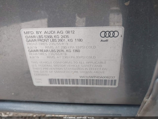 2013 AUDI Q5 WA1LFAFP4DA006237 Photo 8