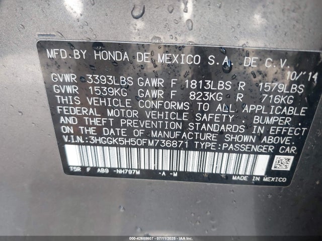3HGGK5H50FM736871 Honda l15b1