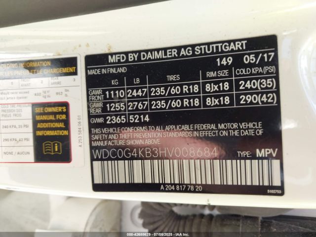 2017 MERCEDES-BENZ GLC 300 WDC0G4KB3HV008684 Photo 8