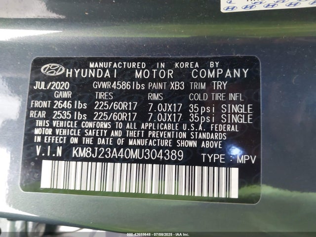 KM8J23A40MU304389 Hyundai gdi nu