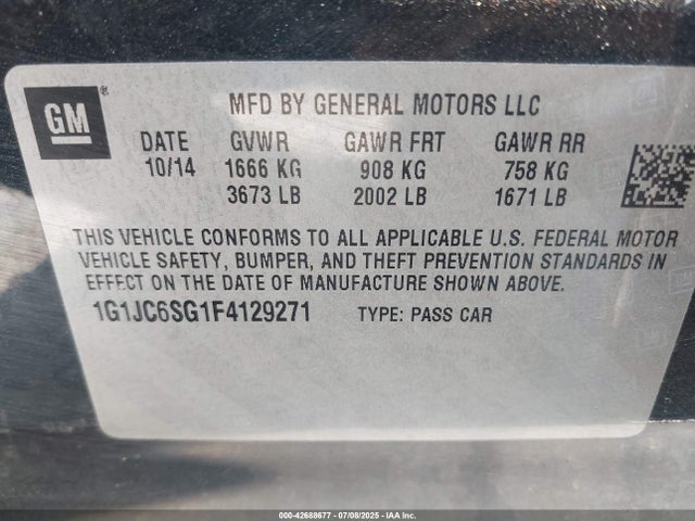1G1JC6SG1F4129271 Chevrolet lwe