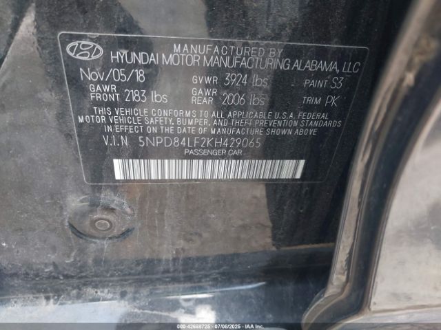 2019 HYUNDAI ELANTRA 5NPD84LF2KH429065 Photo 8