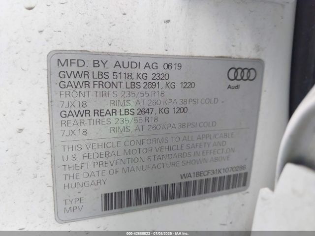 2019 AUDI Q3 WA1BECF31K1070286 Photo 8
