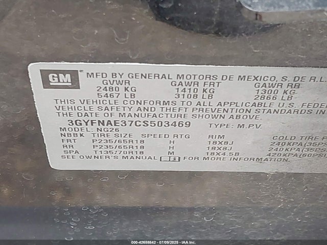 2012 CADILLAC SRX 3GYFNAE37CS503469 Photo 8
