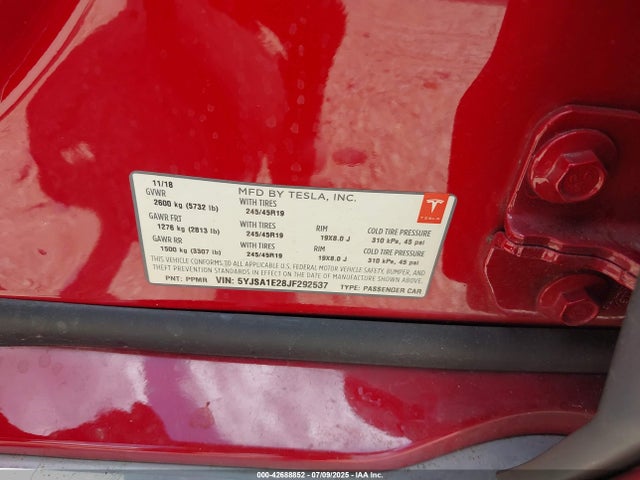 2018 TESLA MODEL S 5YJSA1E28JF292537 Photo 8