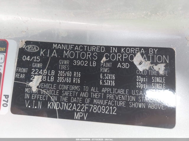 KIA dohc gdi gamma 2015 KNDJN2A22F7809212 Image 9