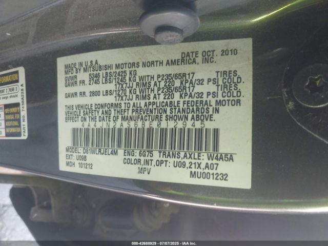 2011 MITSUBISHI ENDEAVOR 4A4JN2AS6BE012945 Photo 8