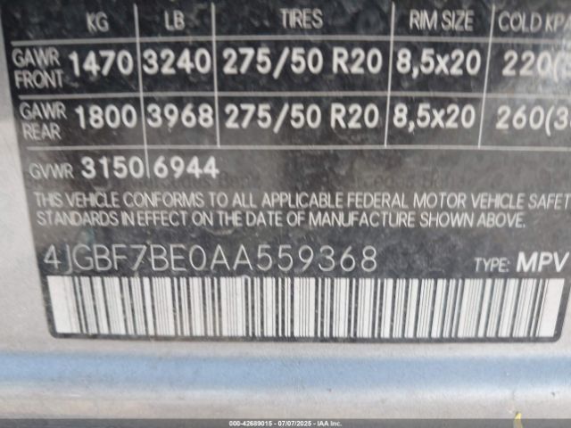 2010 MERCEDES-BENZ GL 450 4JGBF7BE0AA559368 Photo 8