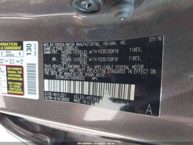 2016 TOYOTA SIENNA 5TDXK3DC7GS696605 Photo 8