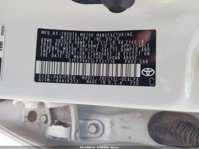 5YFEPRAE0LP131116 Toyota 2zr-fae