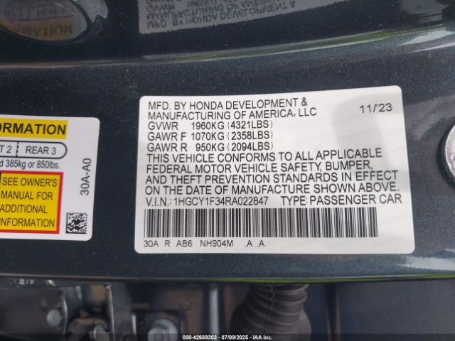2024 HONDA ACCORD 1HGCY1F34RA022847 Photo 8