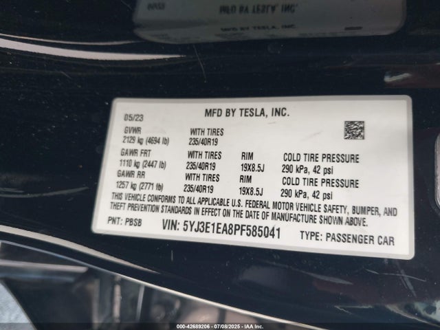 2023 TESLA MODEL 3 5YJ3E1EA8PF585041 Photo 8