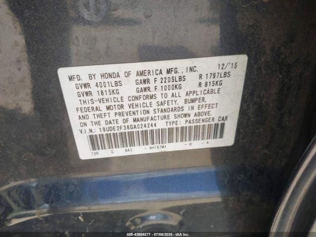 2016 ACURA ILX 19UDE2F36GA024244 Photo 8