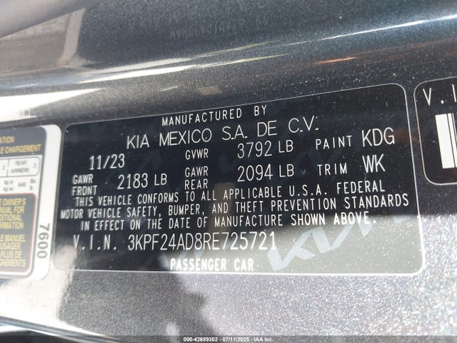 3KPF24AD8RE725721 KIA mpi nu