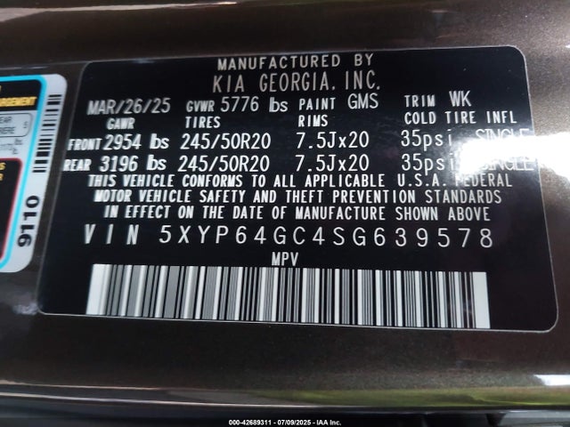 5XYP64GC4SG639578 KIA gdi lambda ii