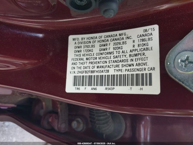 2HGFB2F88FH554728 Honda r18z1