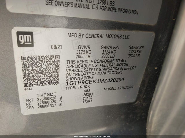 1GTP9CEK1MZ420299 GMC l3b