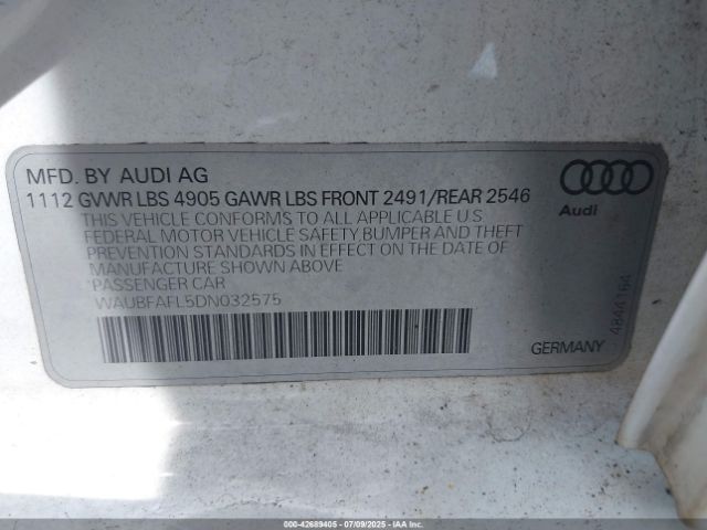 2013 AUDI A4 WAUBFAFL5DN032575 Photo 8