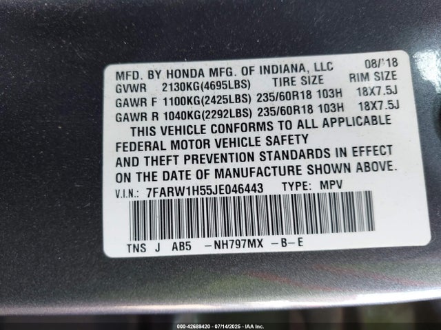 7FARW1H55JE046443 Honda l15be
