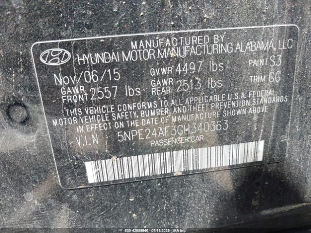 2016 HYUNDAI SONATA 5NPE24AF3GH340363 Photo 8