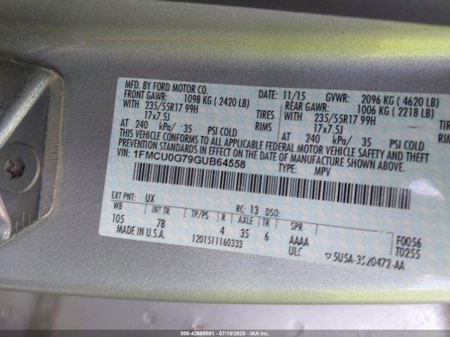 2016 FORD ESCAPE 1FMCU0G79GUB64558 Photo 8