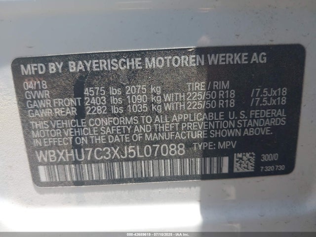 WBXHU7C3XJ5L07088 BMW X1