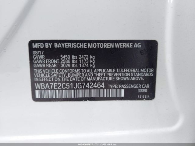 2018 BMW 740I WBA7E2C51JG742464 Photo 8